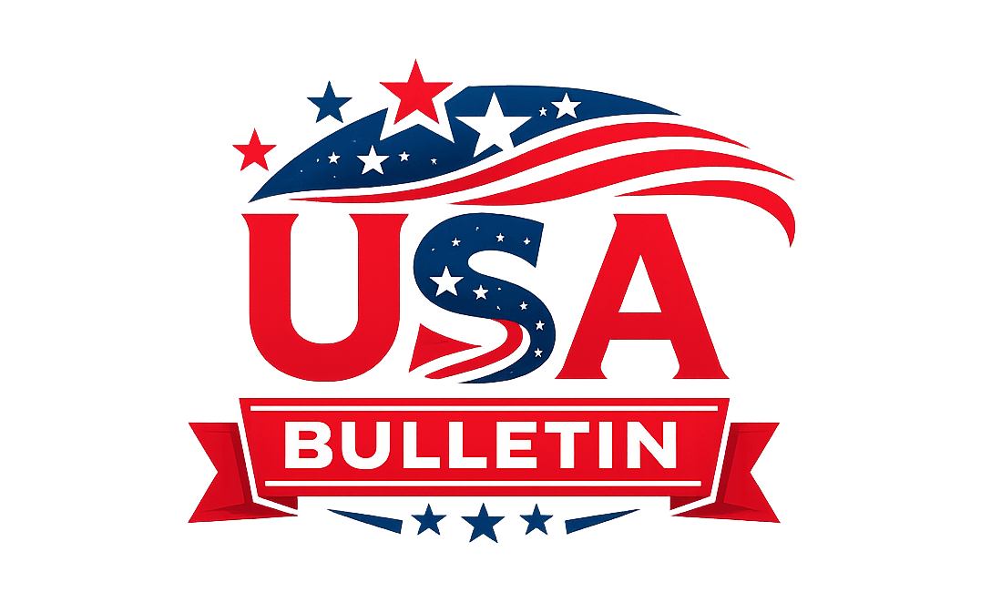 USA Bulletin logo featuring patriotic red and blue typography with stars and an American flag design
